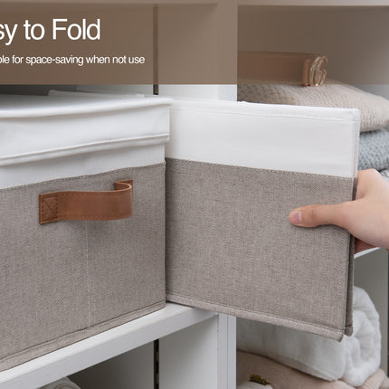 StorageWorks Lidded Large Storage Bins, Foldable Decorative Boxes, 3-Pack