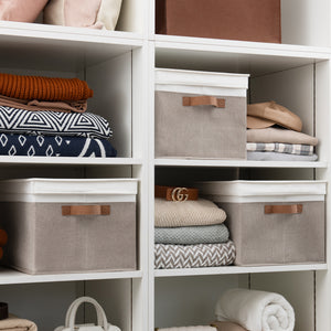 Lidded Large Storage Bins, Two-Tone Design, Set of 3