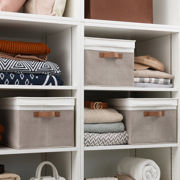 Lidded Large Storage Bins, Two-Tone Design, Set of 3