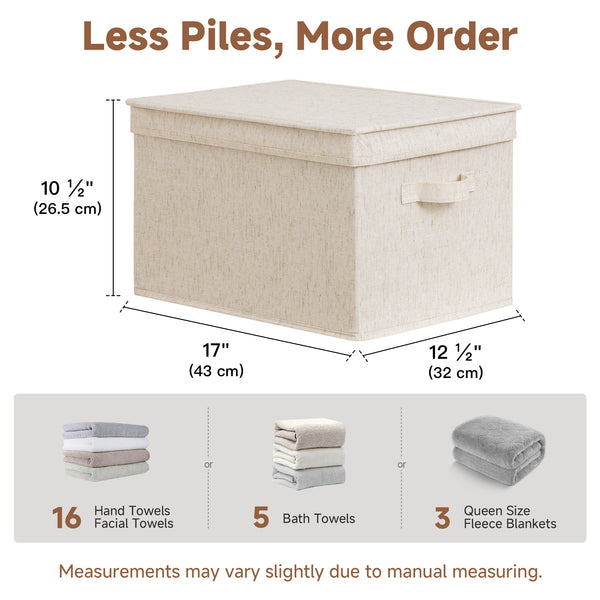 Rustic Linen Lidded Storage Bins, Set of 3