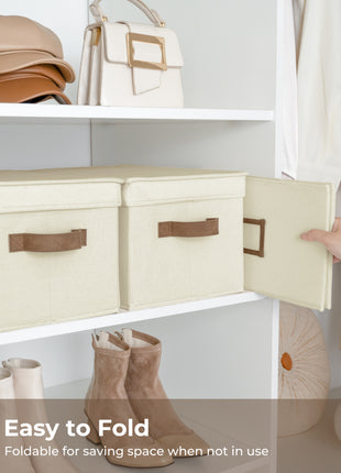 Lidded Large Storage Bins, Foldable Decorative Boxes, 3-Pack