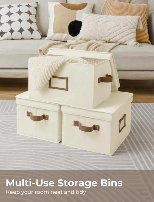 Lidded Large Storage Bins, 3 Pack