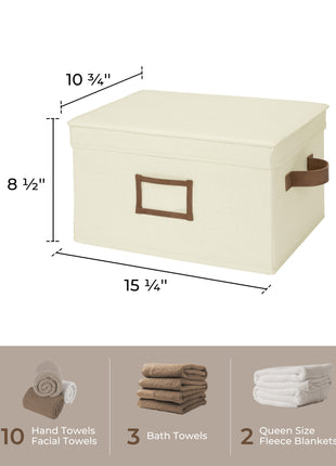 Lidded Large Storage Bins, Foldable Decorative Boxes, 3-Pack