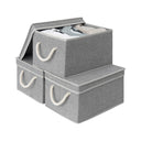 Lidded Large Storage Bins with Cotton Handles, 3-Pack