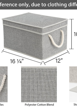 Lidded Large Storage Bins, Foldable Decorative Boxes, 3-Pack