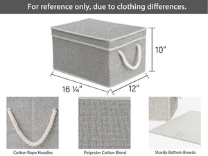 Lidded Large Storage Bins with Cotton Handles, 3-Pack