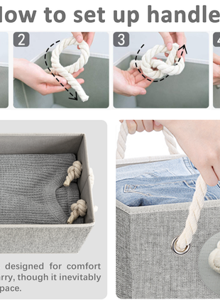 Lidded Large Storage Bins, Foldable Decorative Boxes, 3-Pack