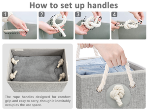 Lidded Large Storage Bins with Cotton Handles, 3-Pack