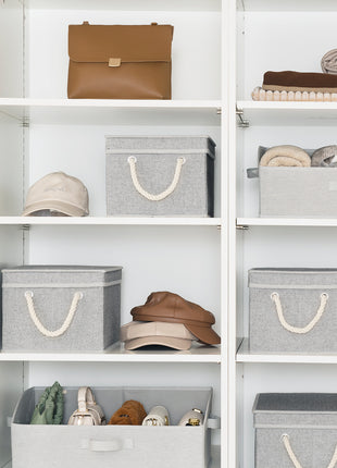 Lidded Large Storage Bins, Foldable Decorative Boxes, 3-Pack