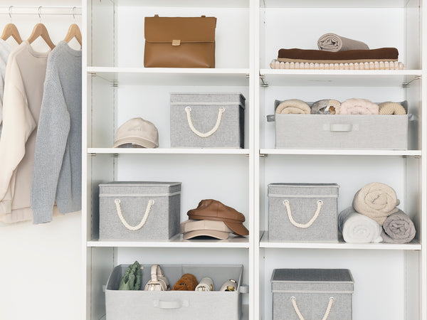 Lidded Large Storage Bins, Two-Tone Design, 3 Pack