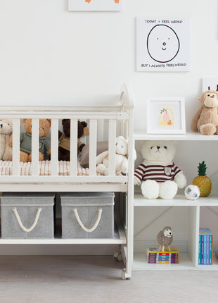 Lidded Large Storage Bins, Foldable Decorative Boxes, 3-Pack