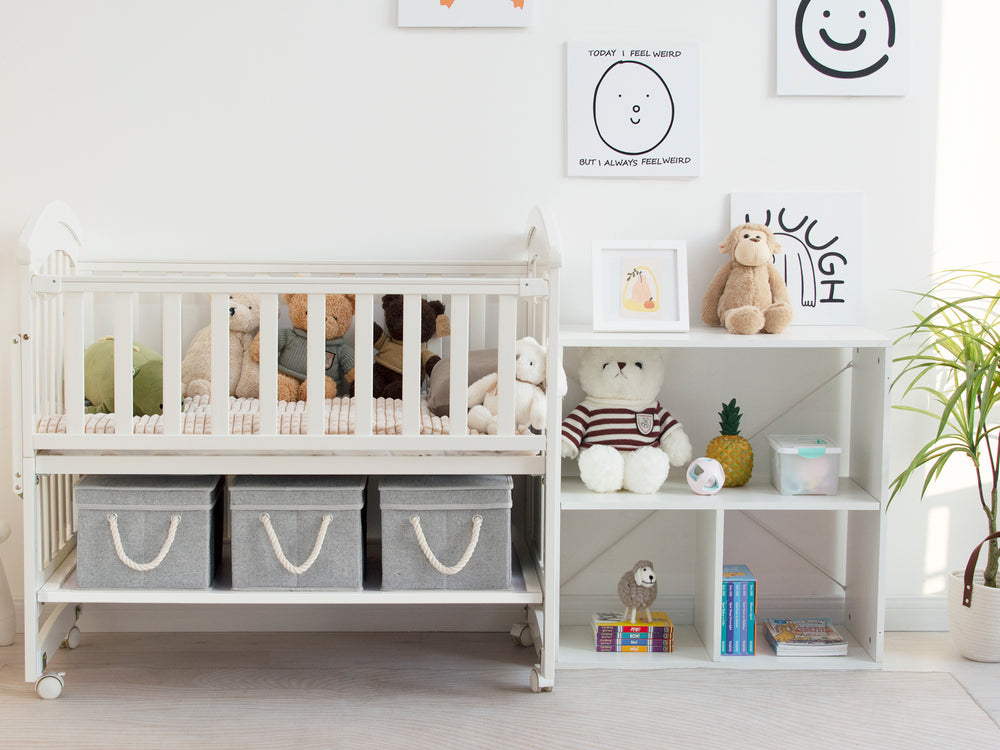 Lidded Large Storage Bins with Cotton Handles, 3-Pack