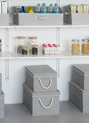 Lidded Large Storage Bins, Foldable Decorative Boxes, 3-Pack