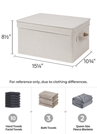 Lidded Large Storage Bins, Foldable Decorative Boxes, 3-Pack