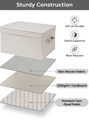 Lidded Large Storage Bins, Foldable Decorative Boxes, 3-Pack