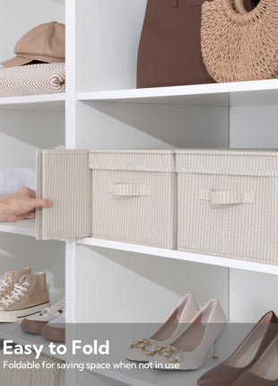 Lidded Large Storage Bins, Foldable Decorative Boxes, 3-Pack