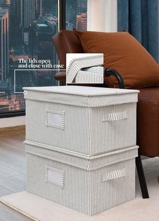 Lidded Large Storage Bins, Foldable Decorative Boxes, 3-Pack