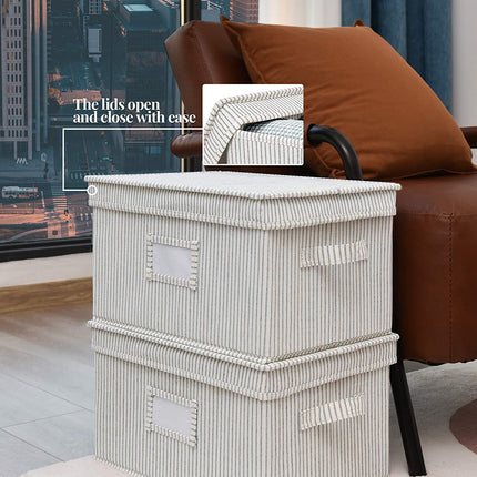 StorageWorks Lidded Large Storage Bins, Foldable Decorative Boxes, 3-Pack