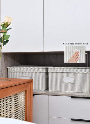 Lidded Large Storage Bins, Foldable Decorative Boxes, 3-Pack