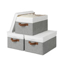 Lidded Large Storage Bins, Two-Tone Design, 3 Pack