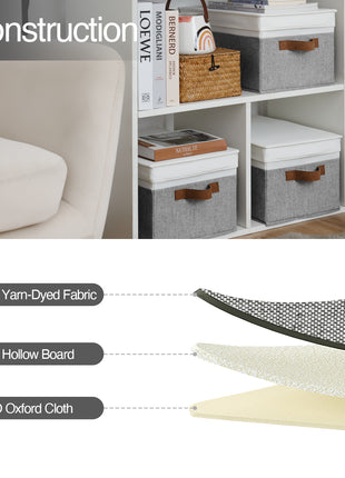 Lidded Large Storage Bins, Foldable Decorative Boxes, 3-Pack