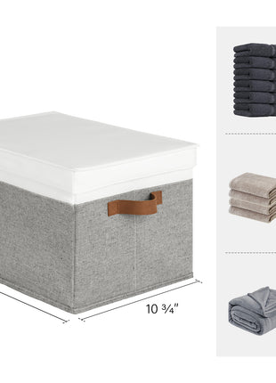 Lidded Large Storage Bins, Foldable Decorative Boxes, 3-Pack