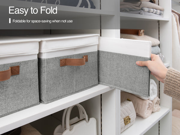 Lidded Large Storage Bins, Two-Tone Design, 3 Pack