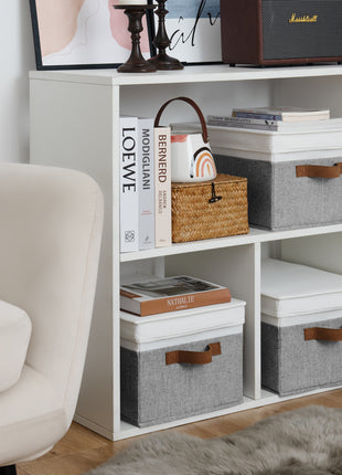 Lidded Large Storage Bins, Foldable Decorative Boxes, 3-Pack