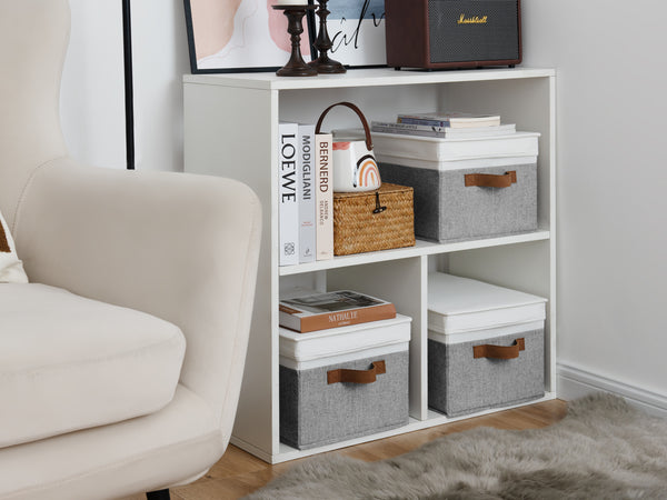 Lidded Large Storage Bins, Two-Tone Design, 3 Pack