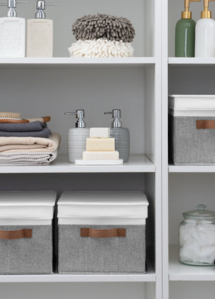 Lidded Large Storage Bins, Foldable Decorative Boxes, 3-Pack