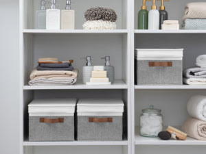 Lidded Large Storage Bins, Two-Tone Design, 3 Pack