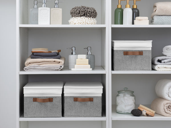 Lidded Large Storage Bins, Two-Tone Design, 3 Pack