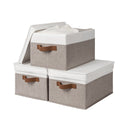 Lidded Large Storage Bins, Two-Tone Design, 3 Pack