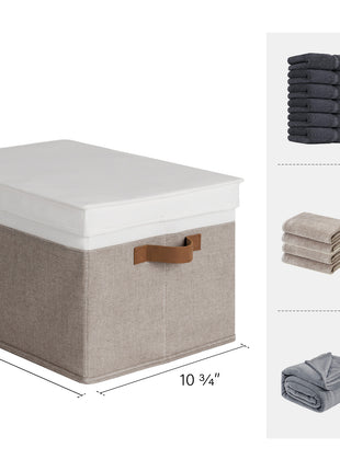 Lidded Large Storage Bins, Foldable Decorative Boxes, 3-Pack