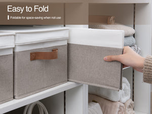 Lidded Large Storage Bins, Two-Tone Design, 3 Pack