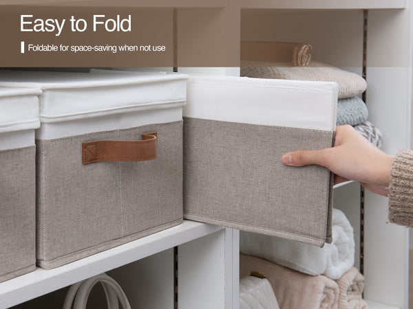 Lidded Large Storage Bins, Two-Tone Design, 3 Pack