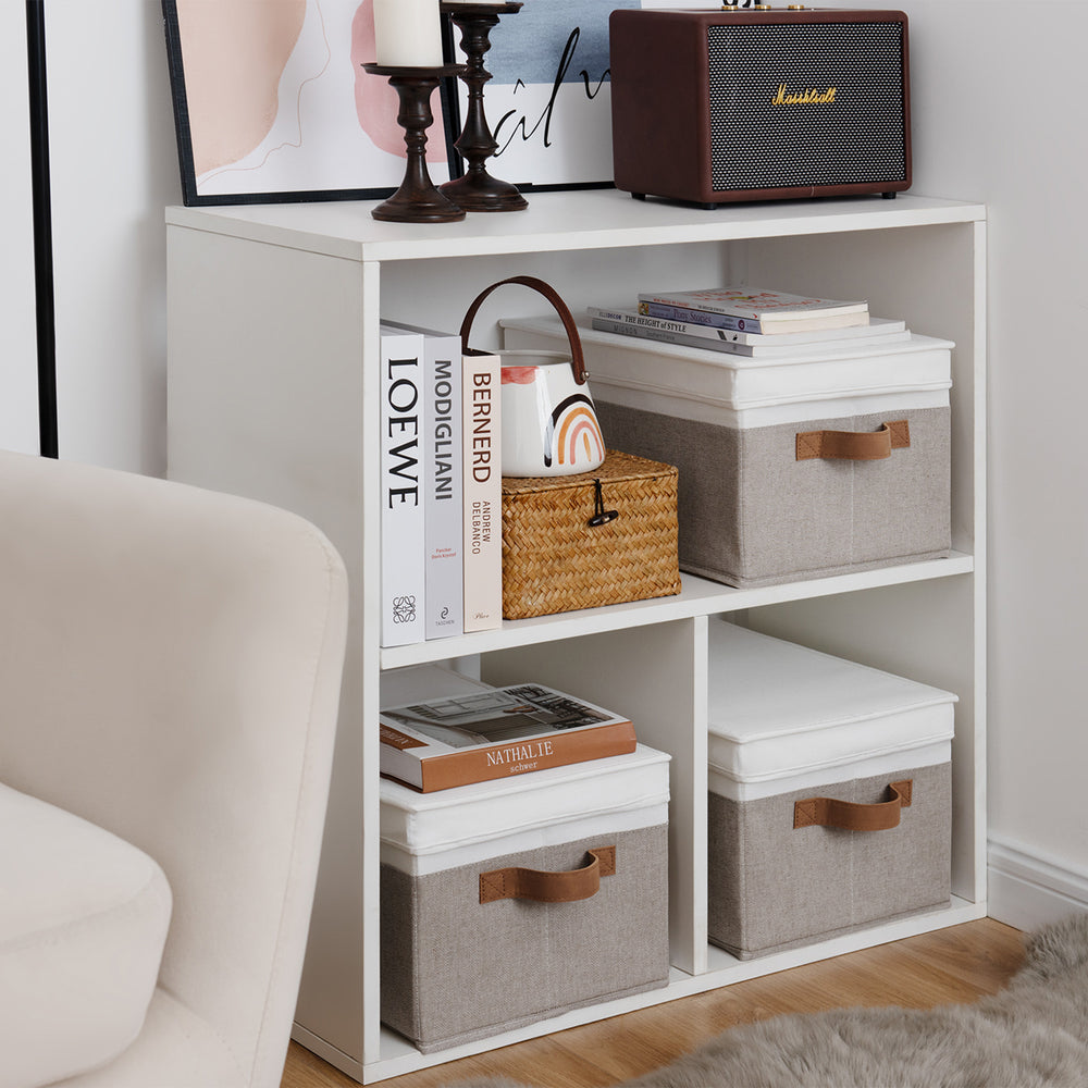 Lidded Large Storage Bins, Two-Tone Design, Set of 3