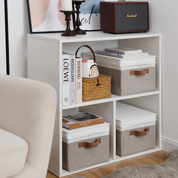 Lidded Large Storage Bins, Two-Tone Design, Set of 3