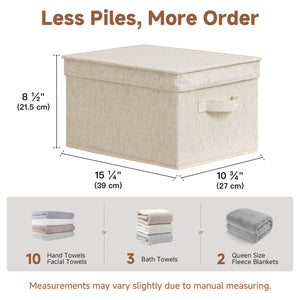 Rustic Linen Lidded Storage Bins, Set of 3