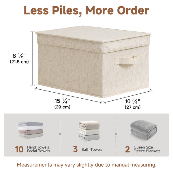 Rustic Linen Lidded Storage Bins, Set of 3