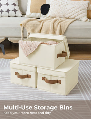 Lidded Large Storage Bins, 3 Pack