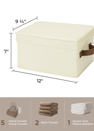 Lidded Large Storage Bins, Foldable Decorative Boxes, 3-Pack