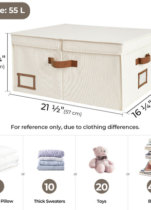 Extra Large Storage Bins with Lids, 55L Decorative Organizer