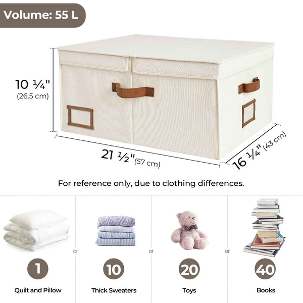 Extra Large Storage Bins with Lids, 55L Decorative Organizer
