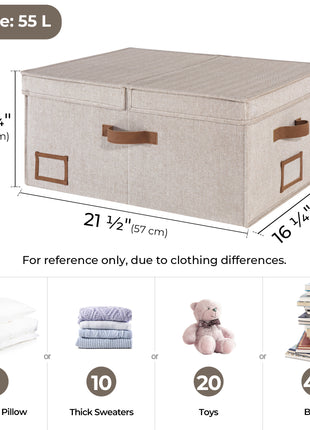 Extra Large Storage Bins with Lids, 55L Decorative Organizer