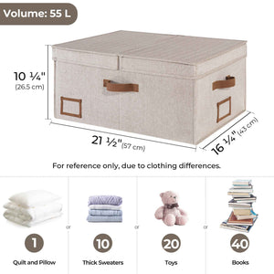 Extra Large Storage Bins with Lids, 55L Decorative Organizer