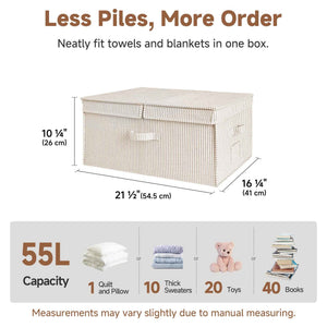 Extra Large Storage Bins with Lids, 55L Decorative Organizer