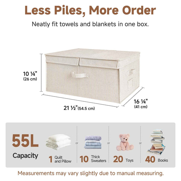Extra Large Storage Bins with Lids, 55L Decorative Organizer