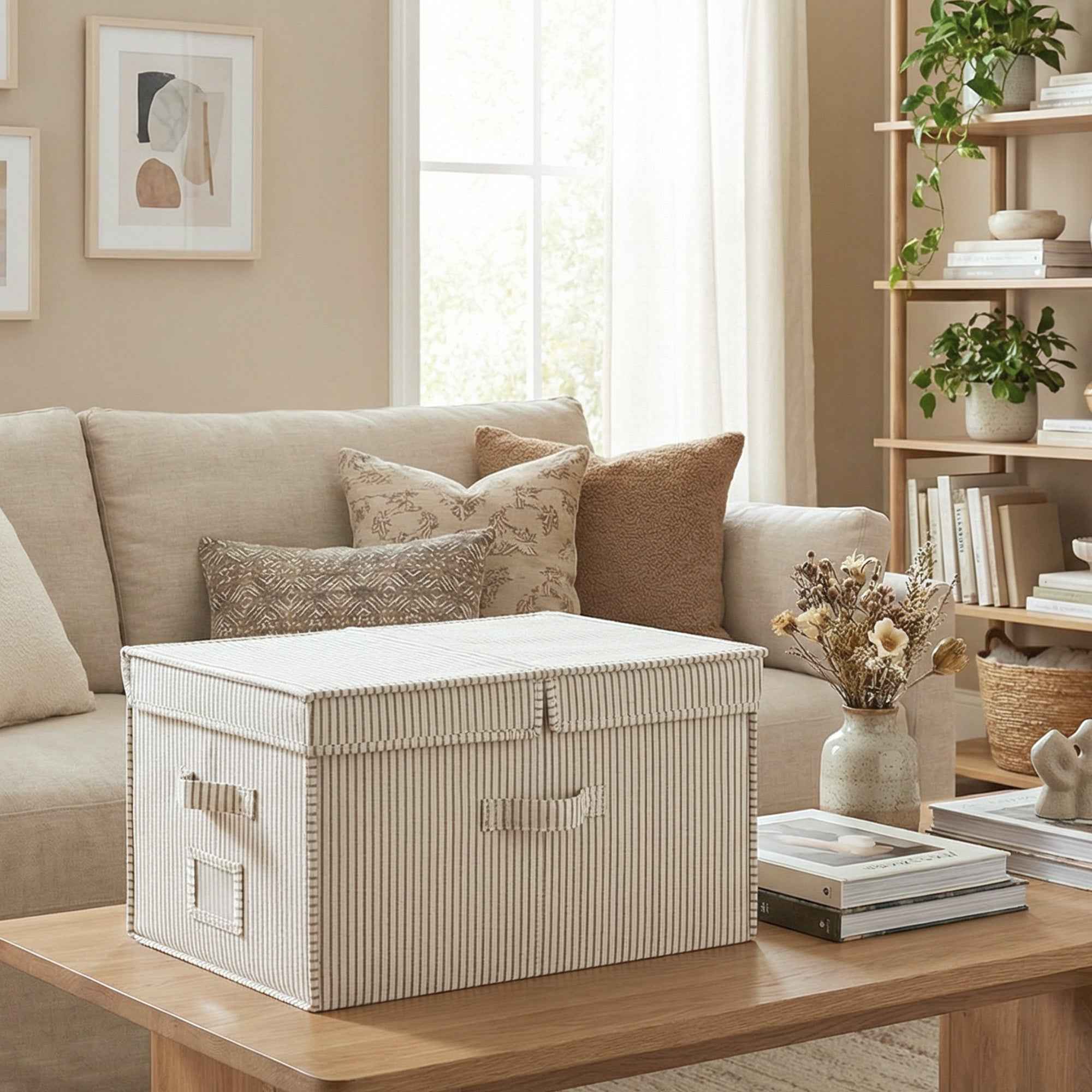 Extra Large Storage Bins with Lids, 55L Decorative Organizer