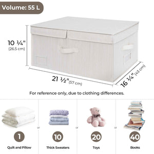 Extra Large Storage Bins with Lids, 55L Decorative Organizer